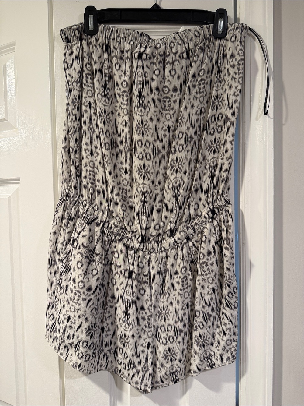 Joie Black and White Printed Strapless Romper